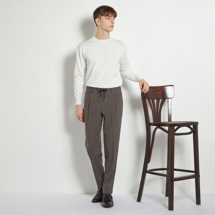 シルバーライン 【RBC】【春夏】3釦段返りシングルスーツ 2タック/ブラウングレー/ドローコード&ウエストシャーリング/※パンツ裾上げ済仕様 グレー中間