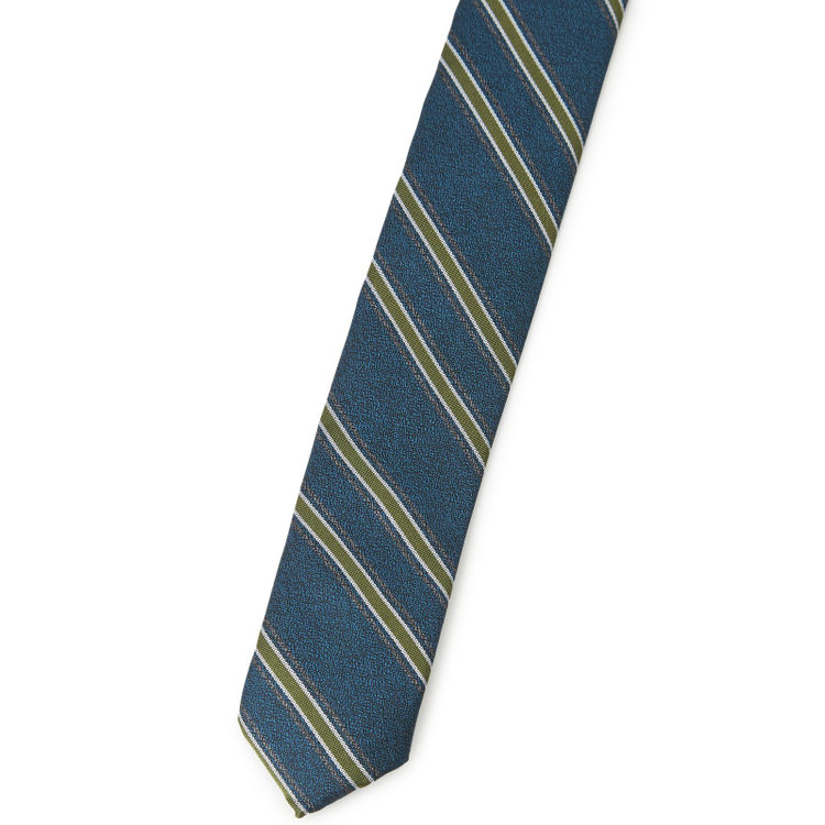 シルバーライン 【発送在庫あり】【SL】シルクストライプネクタイ 8.0cm幅/ネイビーブルー×グリーン その他