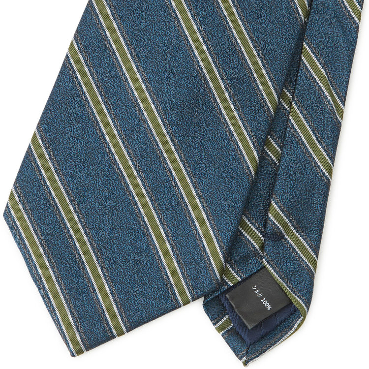 シルバーライン 【発送在庫あり】【SL】シルクストライプネクタイ 8.0cm幅/ネイビーブルー×グリーン その他