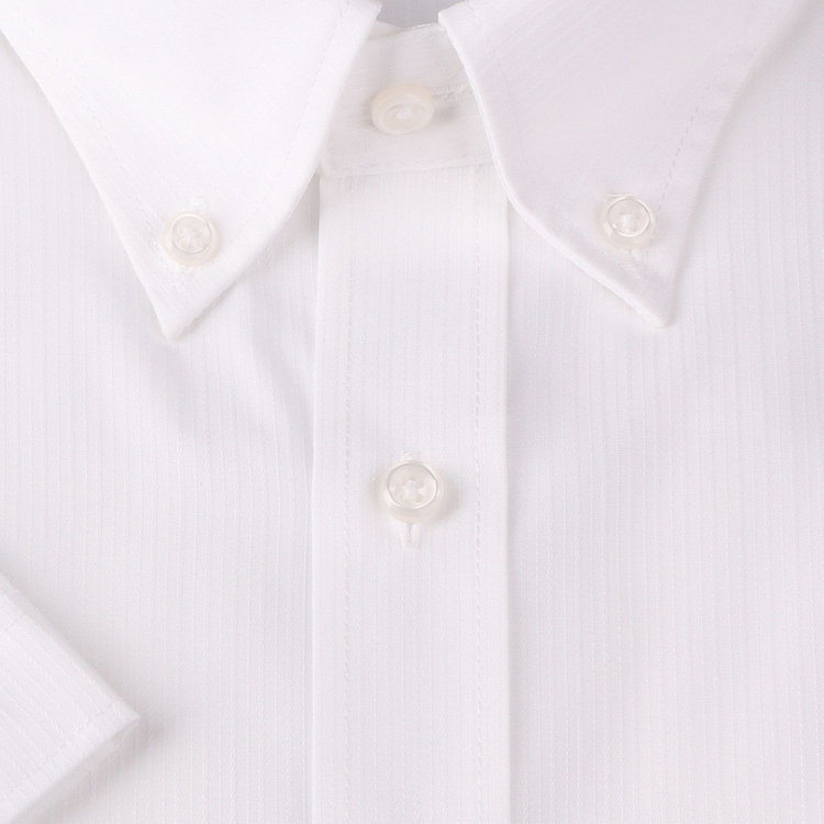 ブラックライン 【発送在庫あり】【BLACK LINE/半袖】【形態安定】ボタンダウンドレスワイシャツ/ホワイト×ドビーストライプ ホワイト系(白)