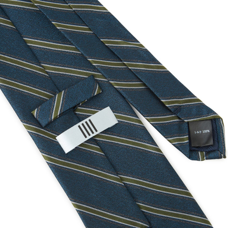 シルバーライン 【発送在庫あり】【SL】シルクストライプネクタイ 8.0cm幅/ネイビーブルー×グリーン その他