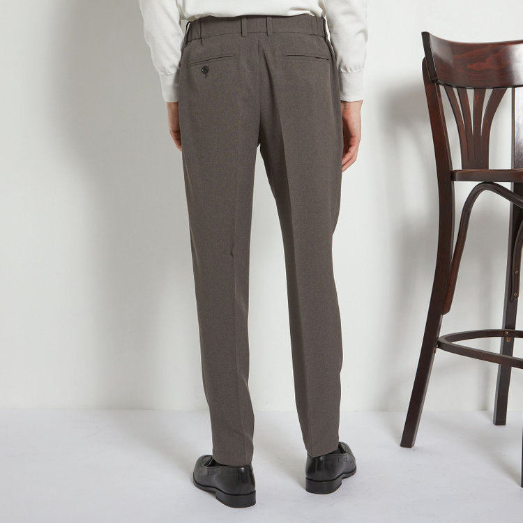 シルバーライン 【RBC】【春夏】3釦段返りシングルスーツ 2タック/ブラウングレー/ドローコード&ウエストシャーリング/※パンツ裾上げ済仕様 グレー中間