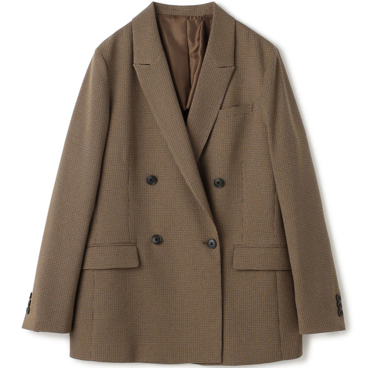 スーツセレクト 【RELAX TAPERED_2】【秋冬】4釦1掛けダブルジャケット/ブラウン×ガンクラブチェック/ウォッシャブル ブラウン系(茶)