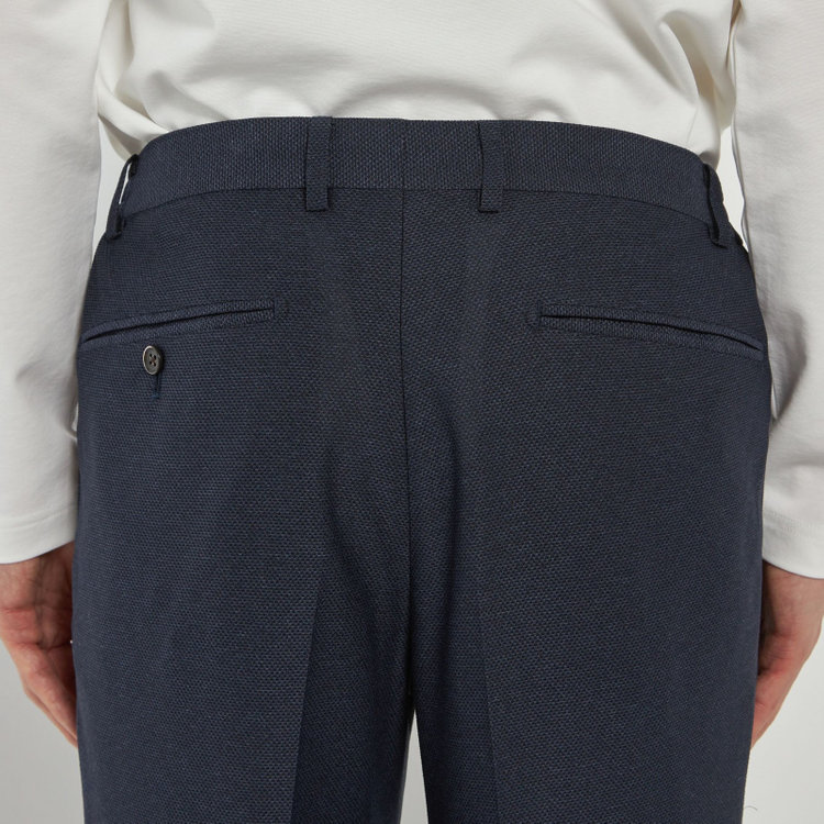 シルバーライン 【CLASSICO TAPERED】【春夏】1タックテーパードパンツ/ネイビー/ウエストシャーリング仕様/4S SUSTAINABILITY&ECOLOGY FABRIC/※裾直し必要 紺濃色