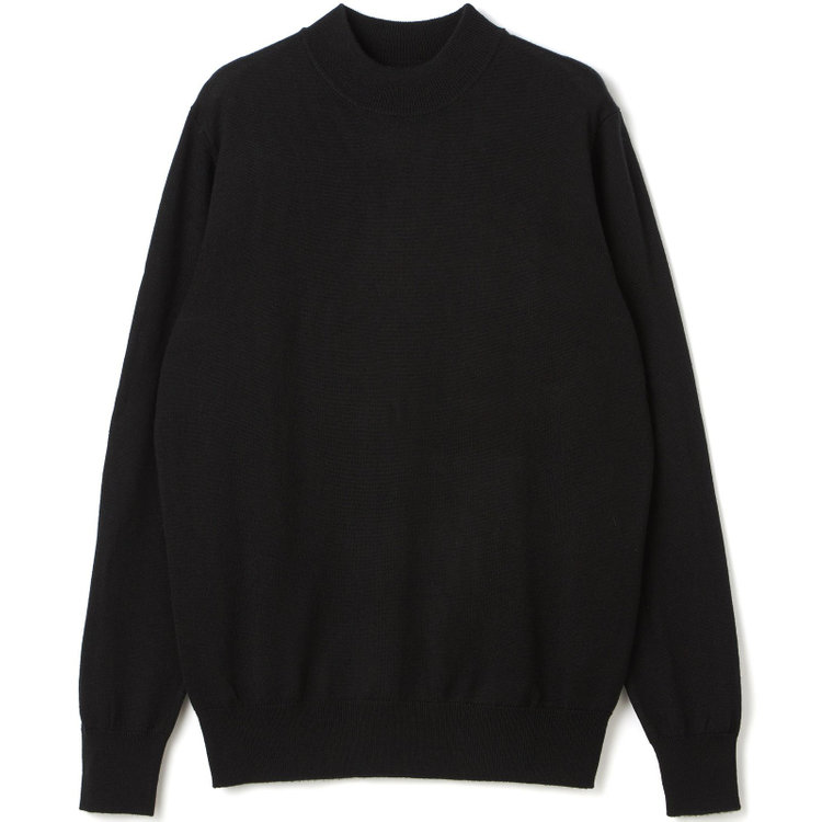 スーツセレクト 【RBC】【秋冬】ウールモックネックニットセーター/ブラック/ZEGNA BARUFFA/マシンウォッシャブル 黒