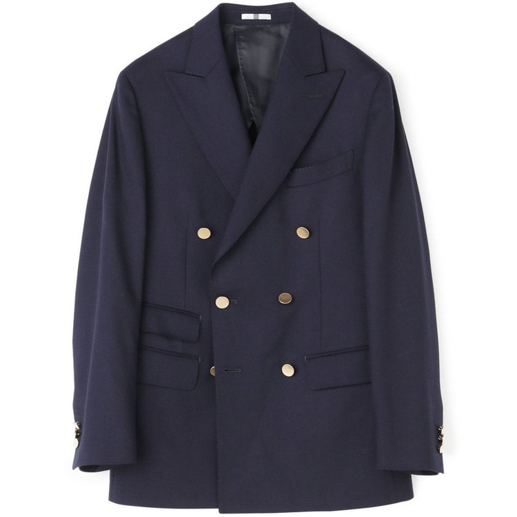 シルバーライン 【CLASSICO TAPERED】【秋冬】ウール6釦2掛けダブルジャケット/ネイビー/チェンジポケット/ゴールド釦/NEW ZEALAND WOOL 紺中間