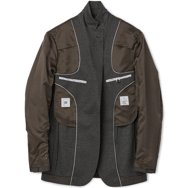 シルバーライン 【5DAYS CLOSET】【RBC】【秋冬】2釦ジャケット セットアップ対応 /チャコール×カルゼ調ジャージ生地×プリントデニム /ウォッシャブル /パッチポケット 黄淡色