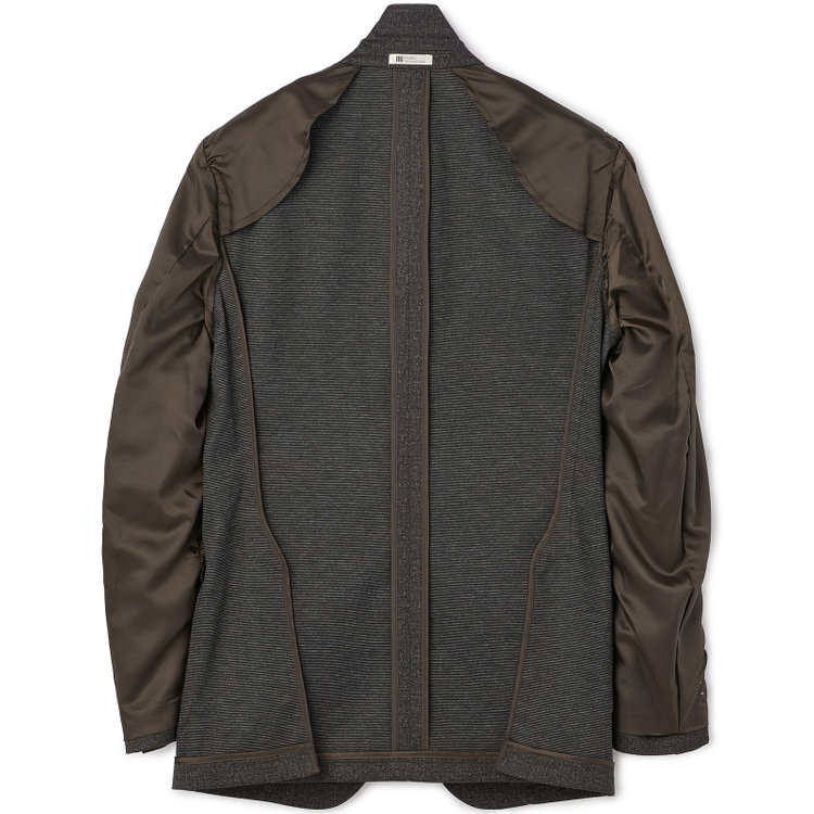 シルバーライン 【5DAYS CLOSET】【RBC】【秋冬】2釦ジャケット セットアップ対応 /チャコール×カルゼ調ジャージ生地×プリントデニム /ウォッシャブル /パッチポケット 黄淡色