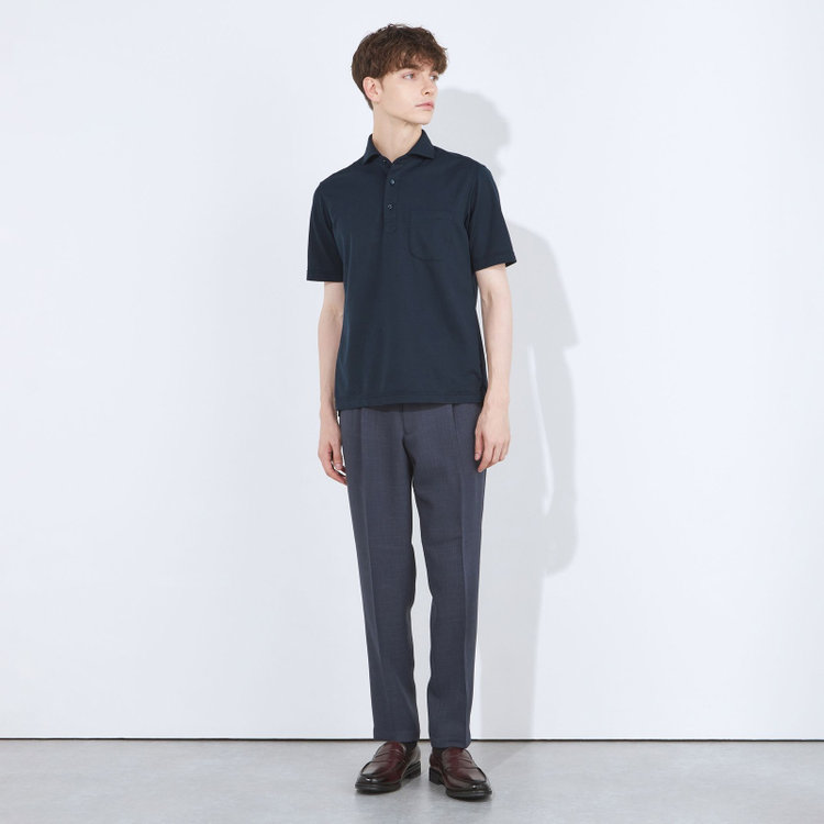 シルバーライン 【発送在庫あり】【RBC/五分袖】カッタウェイビズポロシャツ プルオーバータイプ/ネイビー/4S コットンブレンド 青濃色