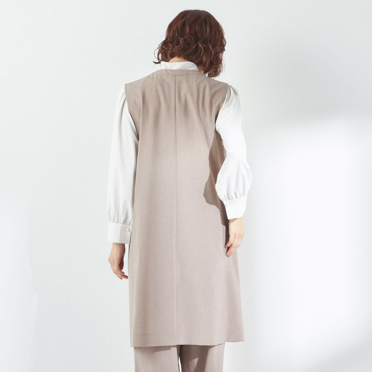 シルバーライン 【SL】【年間】ノーカラーダブル釦ジレ/モカベージュ/4S 茶淡色