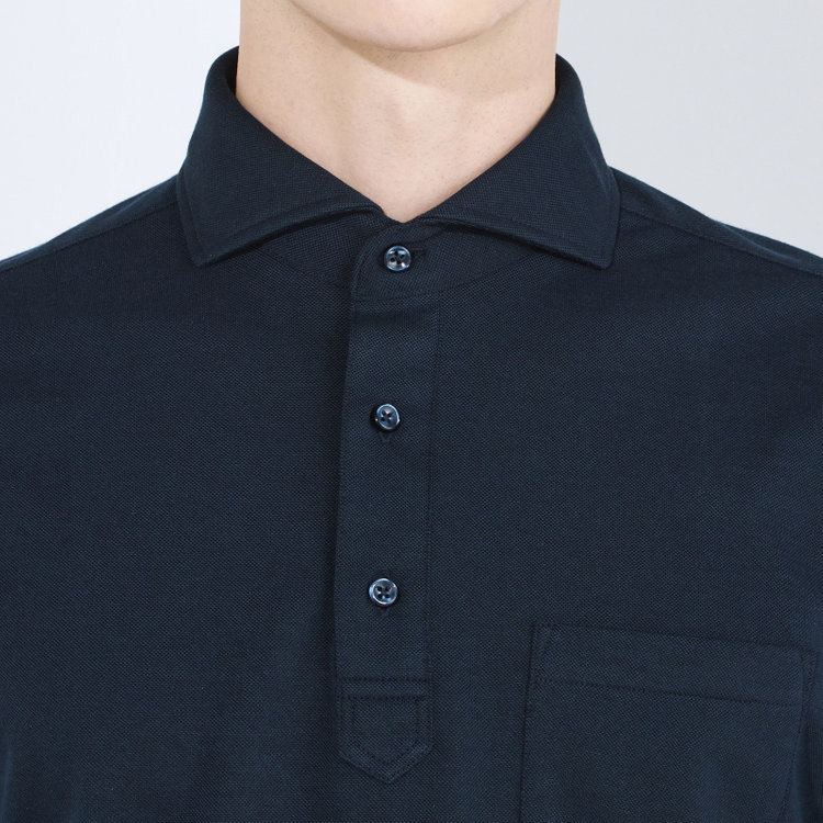 シルバーライン 【発送在庫あり】【RBC/五分袖】カッタウェイビズポロシャツ プルオーバータイプ/ネイビー/4S コットンブレンド 青濃色