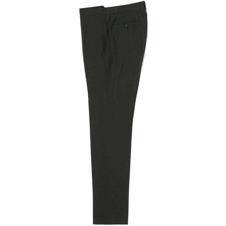 ブラックライン 【SLIM TAPERED】【春夏】0タックテーパードパンツ/カーキ×ハウンドトゥース/ウエストムーブ/4S SUSTAINABILITY&ECOLOGY FABRIC「ウォッシャブル」「ストレッチ」/※裾上げ済み仕様 緑濃色