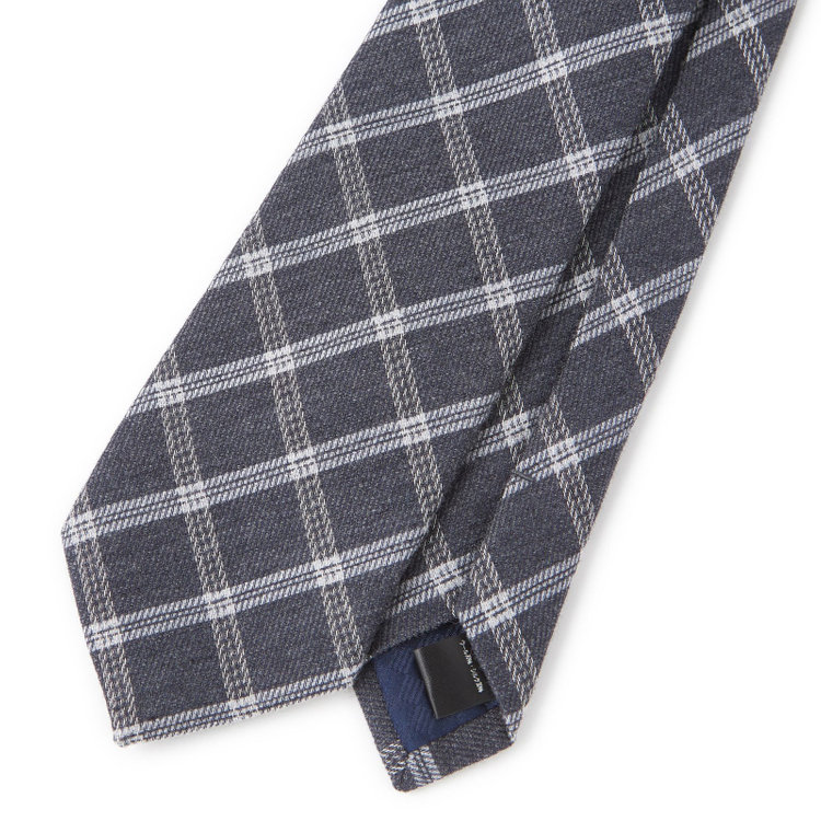 ブラックライン 【BLACK LINE】ウールシルクチェックネクタイ 7.5cm幅/グレー その他