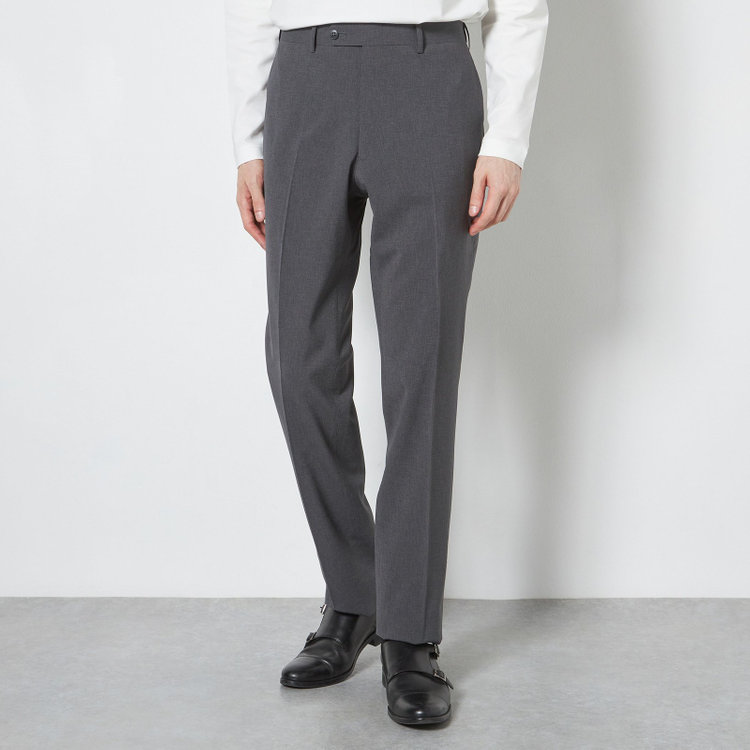 ブラックライン 【SLIM TAPERED】【春夏】0タックテーパードパンツ/グレー×ハウンドトゥース/ウエストムーブ/4S SUSTAINABILITY&ECOLOGY FABRIC「ウォッシャブル」「ストレッチ」/※裾上げ済み仕様 グレー中間
