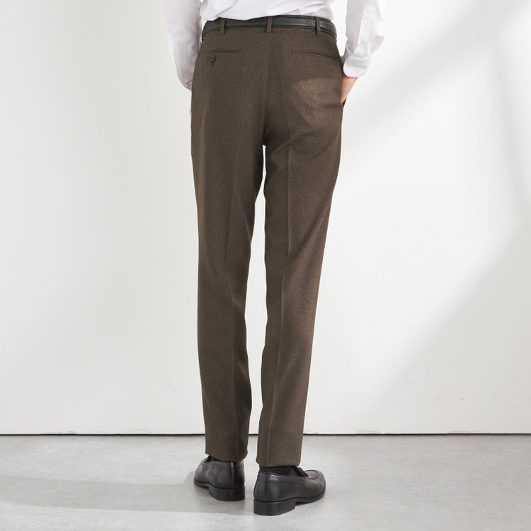 シルバーライン 【CLASSICO TAPERED】【秋冬】1タックテーパードパンツ/ブラウン/ウエストムーブ4S SUSTAINABILITY&ECOLOGY FABRIC//※裾上げ必要 茶中間