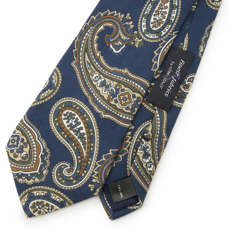 シルバーライン 【SILVER LINE】リネンペイズリーネクタイ 8.5cm幅/ネイビー/Finest fabrics by COMO ITALY その他