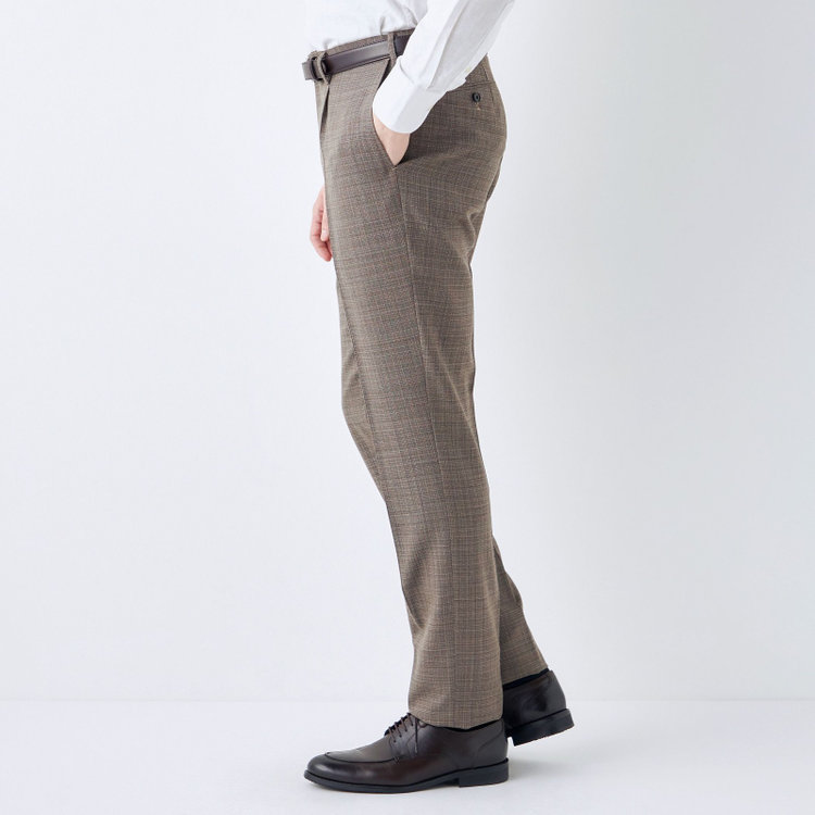 シルバーライン 【CLASSICO TAPERED】【春夏】ウール 1タックテーパードパンツ/ブラウン/ウエストムーブ/※裾上げ必要 茶中間