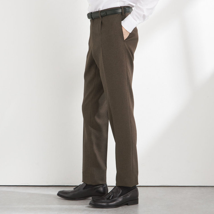シルバーライン 【CLASSICO TAPERED】【秋冬】1タックテーパードパンツ/ブラウン/ウエストムーブ4S SUSTAINABILITY&ECOLOGY FABRIC//※裾上げ必要 茶中間