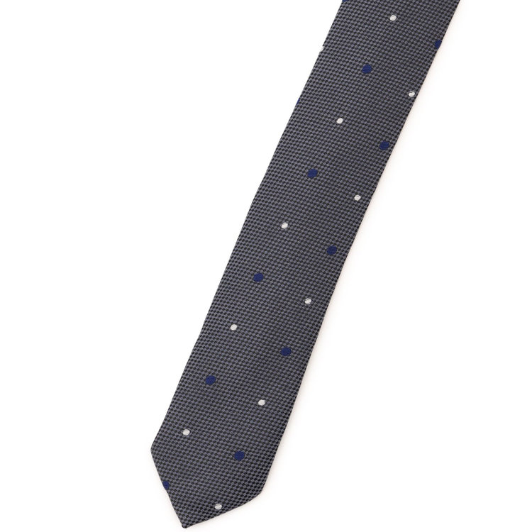 シルバーライン 【SL】シルクブレンドドットネクタイ 8.0cm幅/グレー×ネイビー＆ホワイト その他