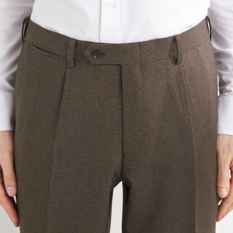 シルバーライン 【CLASSICO TAPERED】【秋冬】1タックテーパードパンツ/ブラウン/ウエストムーブ4S SUSTAINABILITY&ECOLOGY FABRIC//※裾上げ必要 茶中間