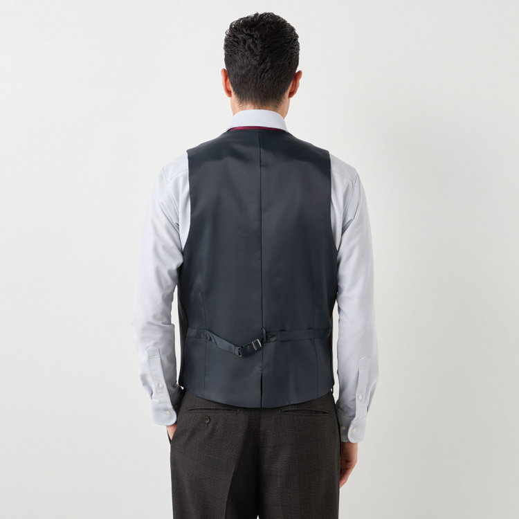 ブラックライン 【SLIM TAPERED】【秋冬】2釦シングルスリーピーススーツ 0タック/ブラウン×グレンチェック /ウエストムーブ/4S TAKE OUT SUITS / ※パンツ裾上げ済仕様 茶濃色