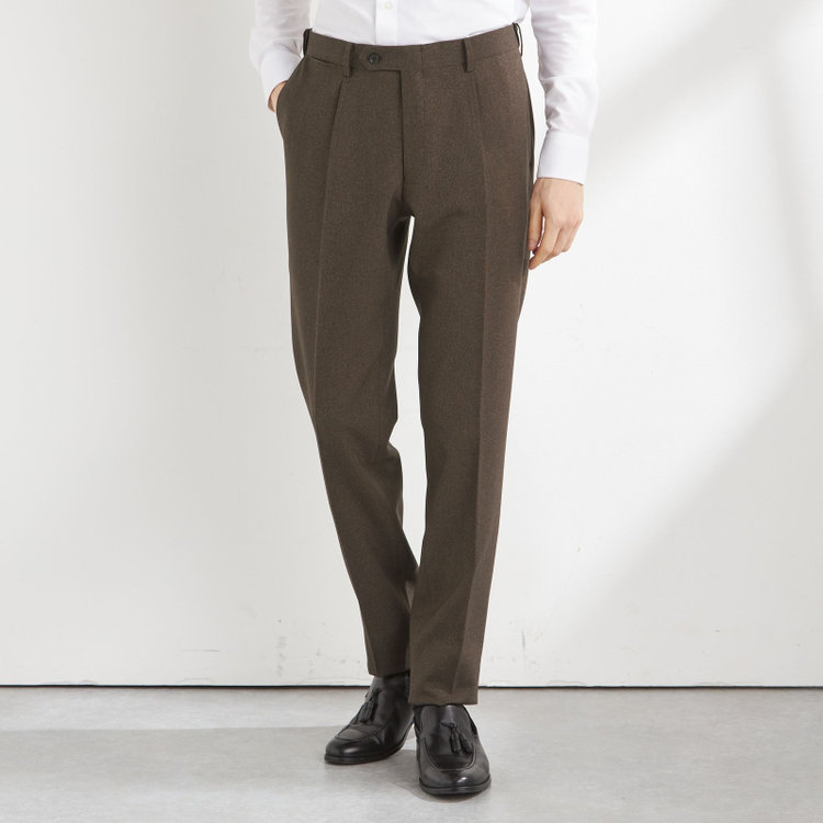 シルバーライン 【CLASSICO TAPERED】【秋冬】1タックテーパードパンツ/ブラウン/ウエストムーブ4S SUSTAINABILITY&ECOLOGY FABRIC//※裾上げ必要 茶中間