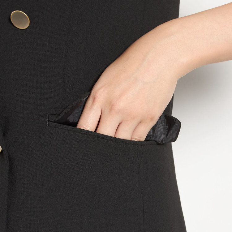 ブラックライン 【セットアップ対応】4釦1ツ掛けのテーラードジレ/ブラック 黒