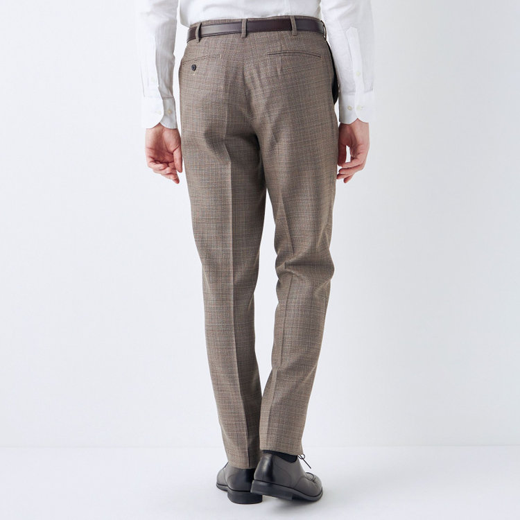 シルバーライン 【CLASSICO TAPERED】【春夏】ウール 1タックテーパードパンツ/ブラウン/ウエストムーブ/※裾上げ必要 茶中間