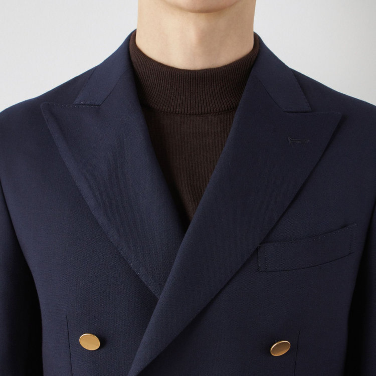 シルバーライン 【CLASSICO TAPERED】【秋冬】ウール6釦2掛けダブルジャケット/ネイビー/チェンジポケット/ゴールド釦/NEW ZEALAND WOOL 紺中間