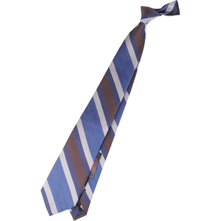 ブラックライン 【発送在庫あり】【SL】シルクブレンドストライプネクタイ 8.5cm幅/ブルー×ブラウン×グレー/JAPAN MADE ブルー系(青)