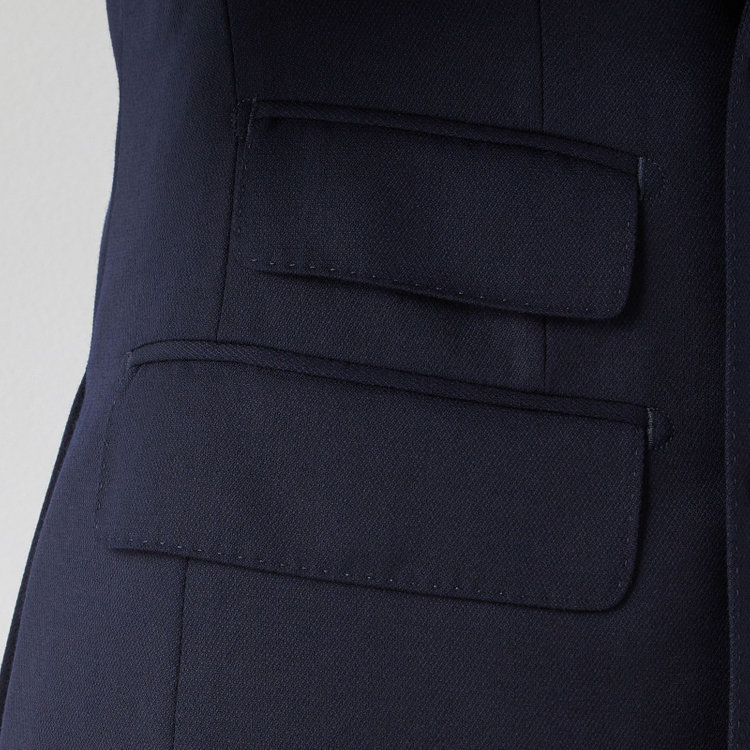 シルバーライン 【CLASSICO TAPERED】【秋冬】ウール6釦2掛けダブルジャケット/ネイビー/チェンジポケット/ゴールド釦/NEW ZEALAND WOOL 紺中間