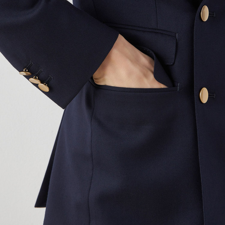 シルバーライン 【CLASSICO TAPERED】【秋冬】ウール6釦2掛けダブルジャケット/ネイビー/チェンジポケット/ゴールド釦/NEW ZEALAND WOOL 紺中間