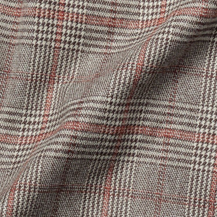 シルバーライン 【SILVER LINE】【秋冬】共生地ベルト付きワイドパンツ/ブラウン×チェック/裾上げ済仕様 茶中間