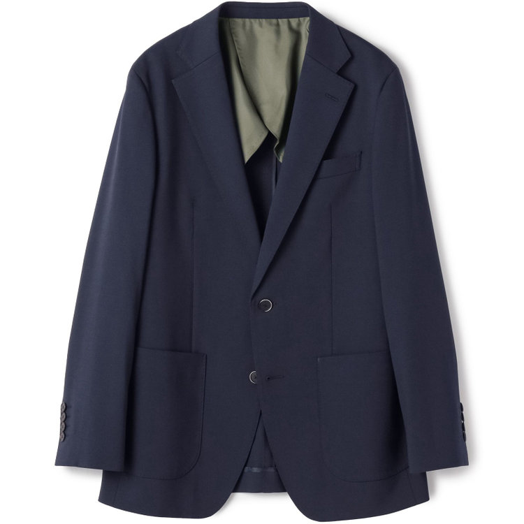 シルバーライン 【4S CROSS】【年間】セットアップジャケット/ネイビー×カルゼ/パッチポケット 紺中間