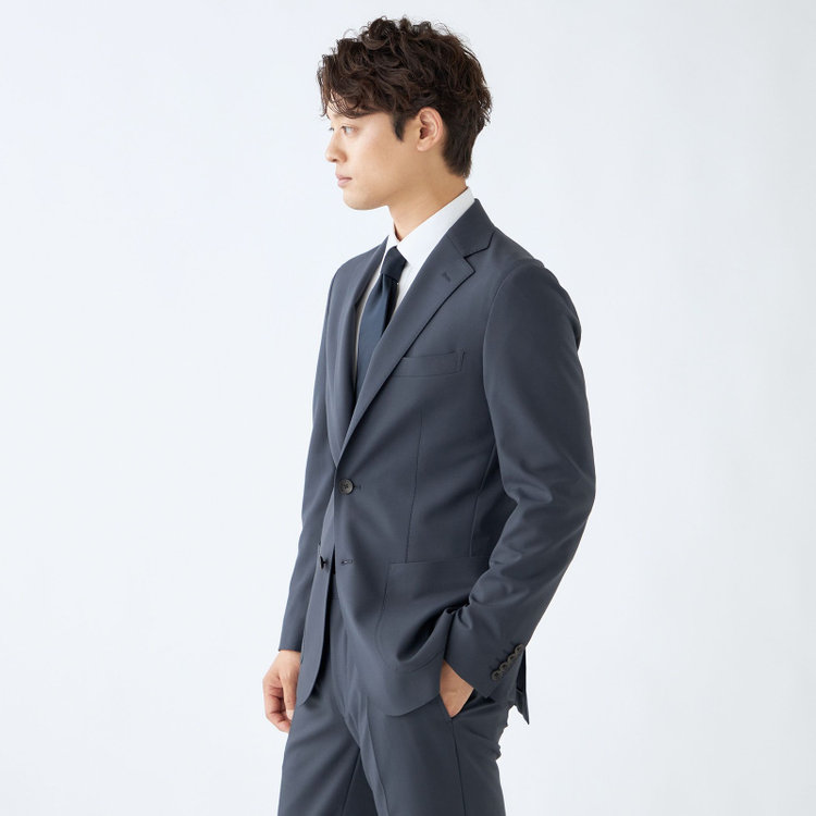 シルバーライン 【RBC】【春夏】2釦シングルスーツ 2タック/ネイビー/パッチポケット/ウエストムーブ/※パンツ裾上げ必要 紺中間