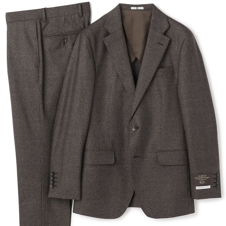 シルバーライン 【発送在庫あり】【CLASSICO TAPERED】【秋冬】2釦シングルスーツ 1タック/ブラウン/CANONICO 1663 fabric made in italy/※裾上げ必要 茶中間