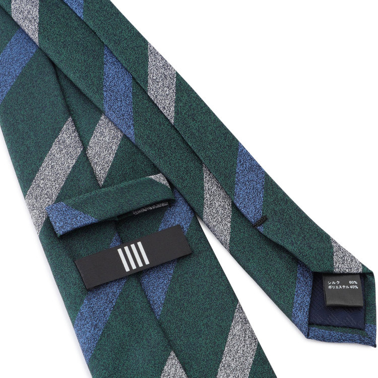 ブラックライン 【発送在庫あり】【BL】シルクブレンドストライプネクタイ 7.5cm幅/グリーン×ネイビー＆グレー その他
