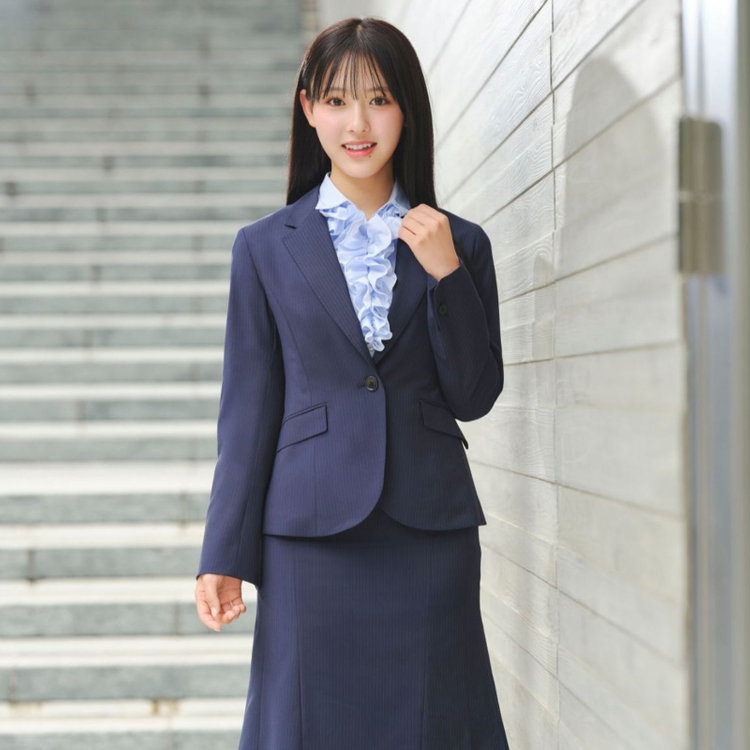 スーツセレクト 【SUIT SELECT×Samantha Thavasa】【年間】Aラインスカート/ネイビー×ストライプ/4S/マシンウォシャブル ネイビー系(紺)