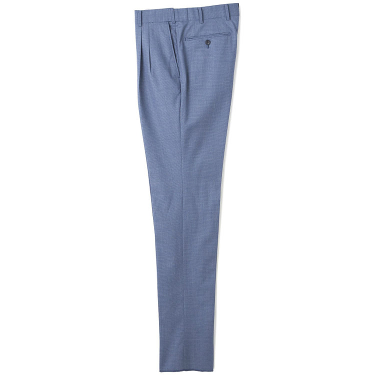 シルバーライン 【CLASSICO TAPERED】【春夏】3釦段返りシングルスーツ 2タック/ブルー×ハウンドトゥース/ウエストムーブ/DRAGO lanificio in billa fabric made in italy/※裾上げ必要 青濃色