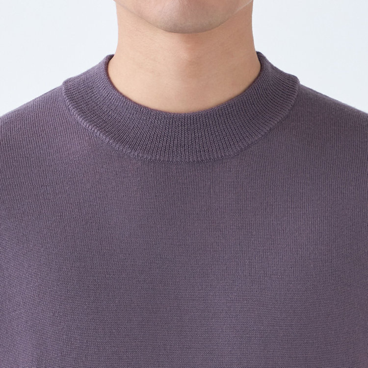 スーツセレクト 【RBC】【秋冬】ウール100%モックネックニットセーター/ライトパープル/ZEGNA BARUFFA/マシンウォッシャブル 紫淡色
