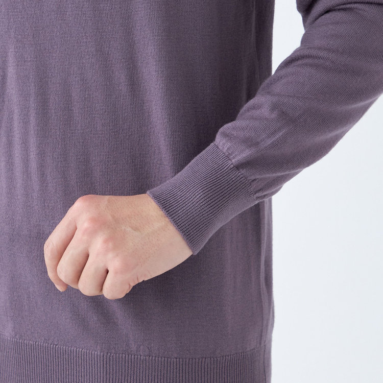 スーツセレクト 【RBC】【秋冬】ウール100%モックネックニットセーター/ライトパープル/ZEGNA BARUFFA/マシンウォッシャブル 紫淡色