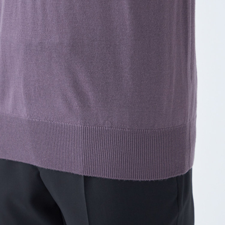 スーツセレクト 【RBC】【秋冬】ウール100%モックネックニットセーター/ライトパープル/ZEGNA BARUFFA/マシンウォッシャブル 紫淡色