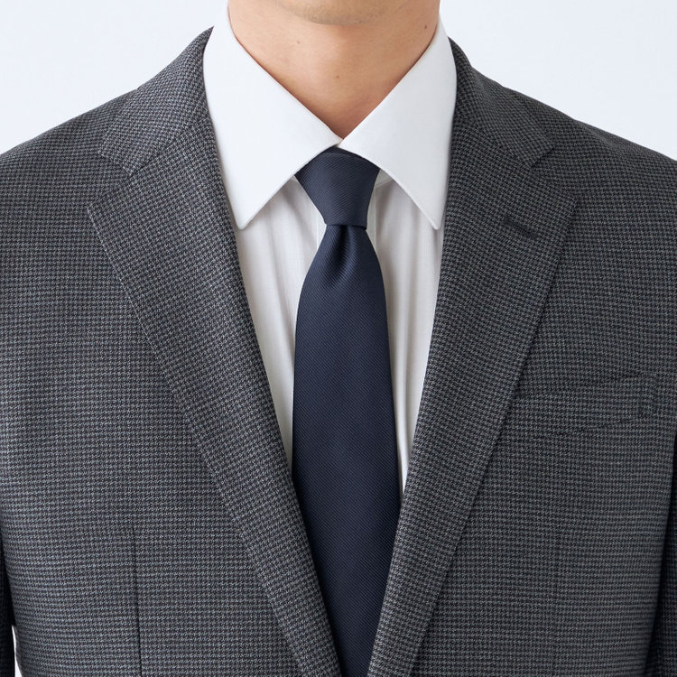 ブラックライン 【SLIM TAPERED_2】【秋冬】2釦シングルスーツ 0タック/グレー＆ブラック×ハウンドトゥース/ウエストシャーリング/4S SUSTAINABILITY&ECOLOGY FABRIC/※パンツ裾上げ済仕様 グレー中間