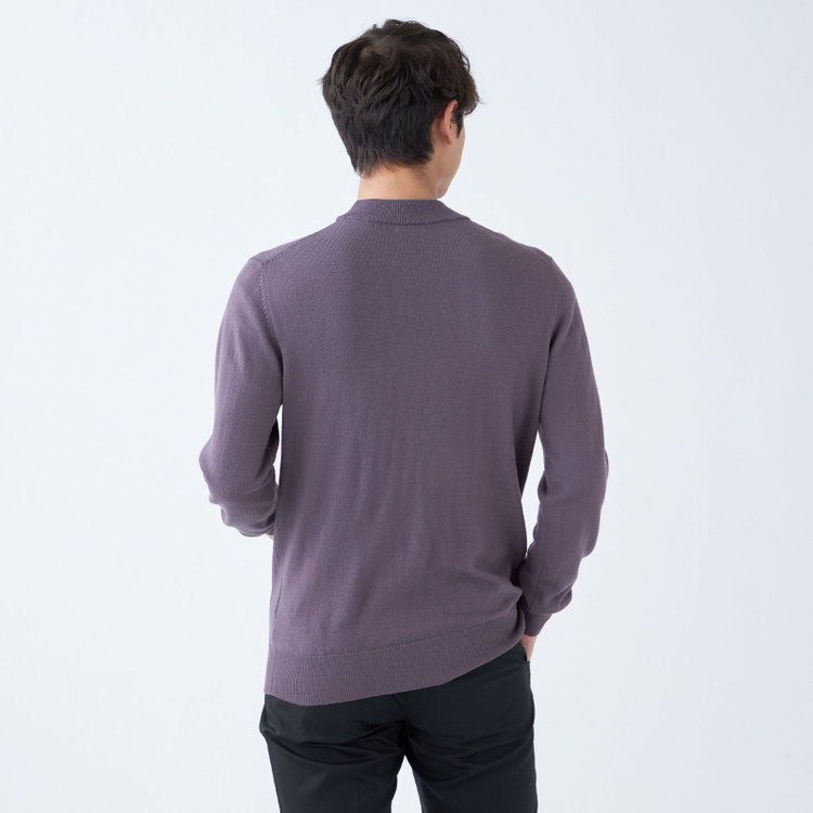 スーツセレクト 【RBC】【秋冬】ウール100%モックネックニットセーター/ライトパープル/ZEGNA BARUFFA/マシンウォッシャブル 紫淡色