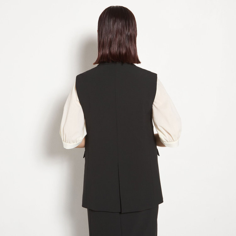 ブラックライン 【セットアップ対応】4釦1ツ掛けのテーラードジレ/ブラック 黒