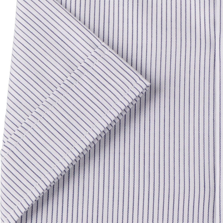 ブラックライン 【BL/半袖】【形態安定】ボタンダウンドレスワイシャツ/ホワイト×ネイビーストライプ ブルー系(青)