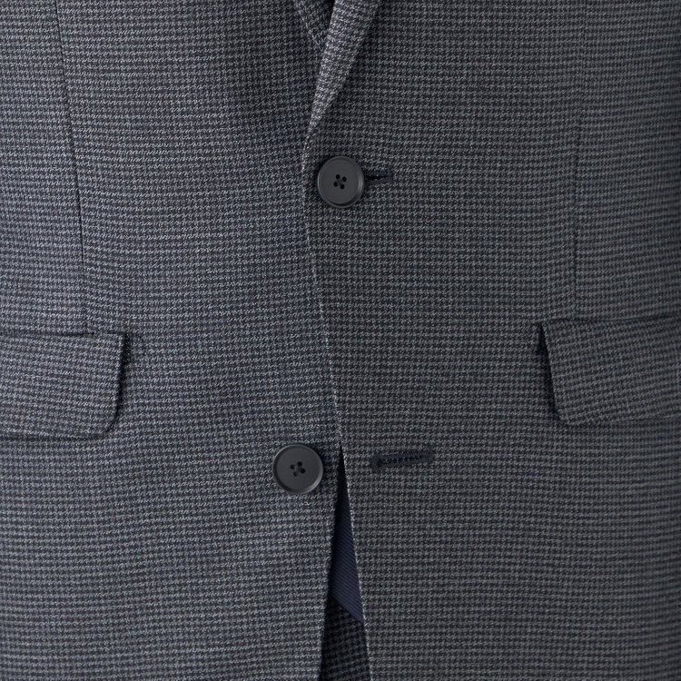 ブラックライン 【SLIM TAPERED_2】【秋冬】2釦シングルスーツ 0タック/グレー＆ブラック×ハウンドトゥース/ウエストシャーリング/4S SUSTAINABILITY&ECOLOGY FABRIC/※パンツ裾上げ済仕様 グレー中間