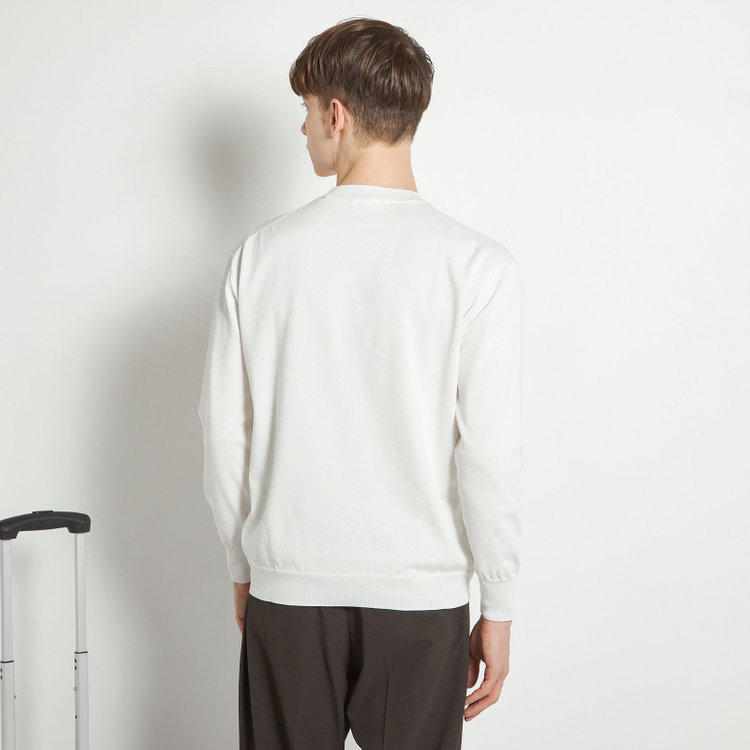 スーツセレクト 【RBC】コットンブレンドクルーネックニット/ホワイト/マシンウォッシャブル/「UVカット」「接触冷感」 オフホワイト