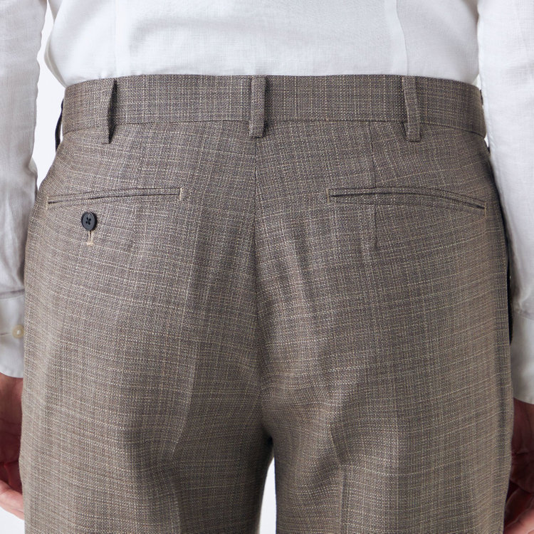 シルバーライン 【CLASSICO TAPERED】【春夏】ウール 1タックテーパードパンツ/ブラウン/ウエストムーブ/※裾上げ必要 茶中間