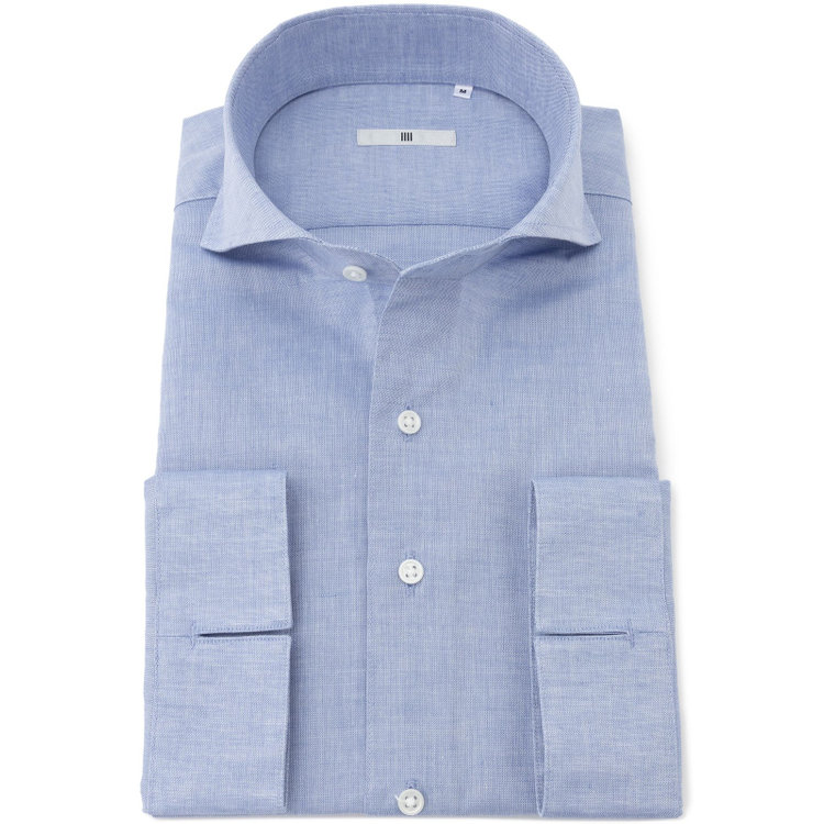 シルバーライン 【SILVER LINE/七分袖】ホリゾンタルワイドカラーワイシャツ/ブルー 青中間